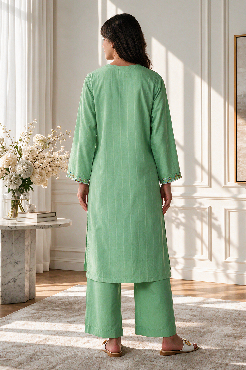 Embroidered Kurta Trouser - 2636