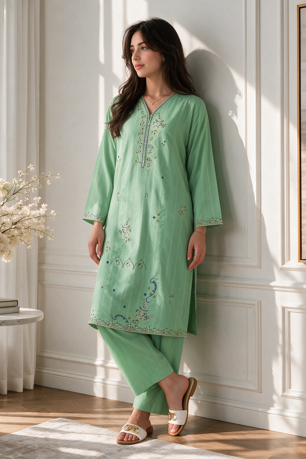 Embroidered Kurta Trouser - 2636