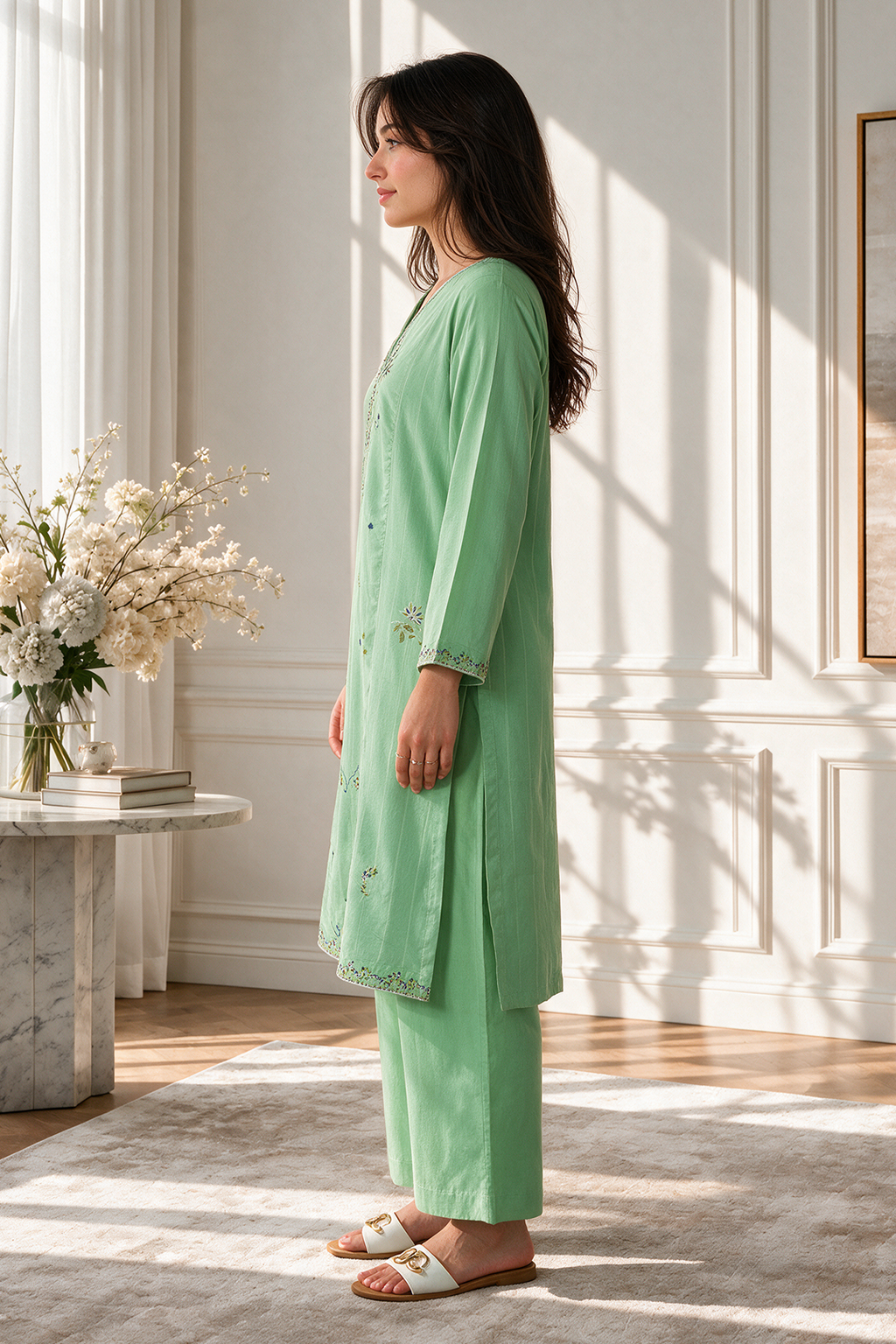 Embroidered Kurta Trouser - 2636