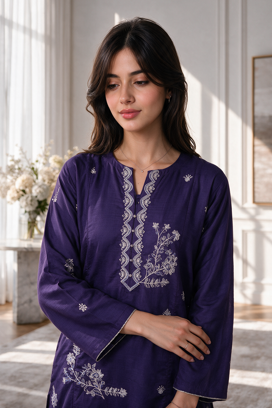 Embroidered Kurta Trouser - 2637