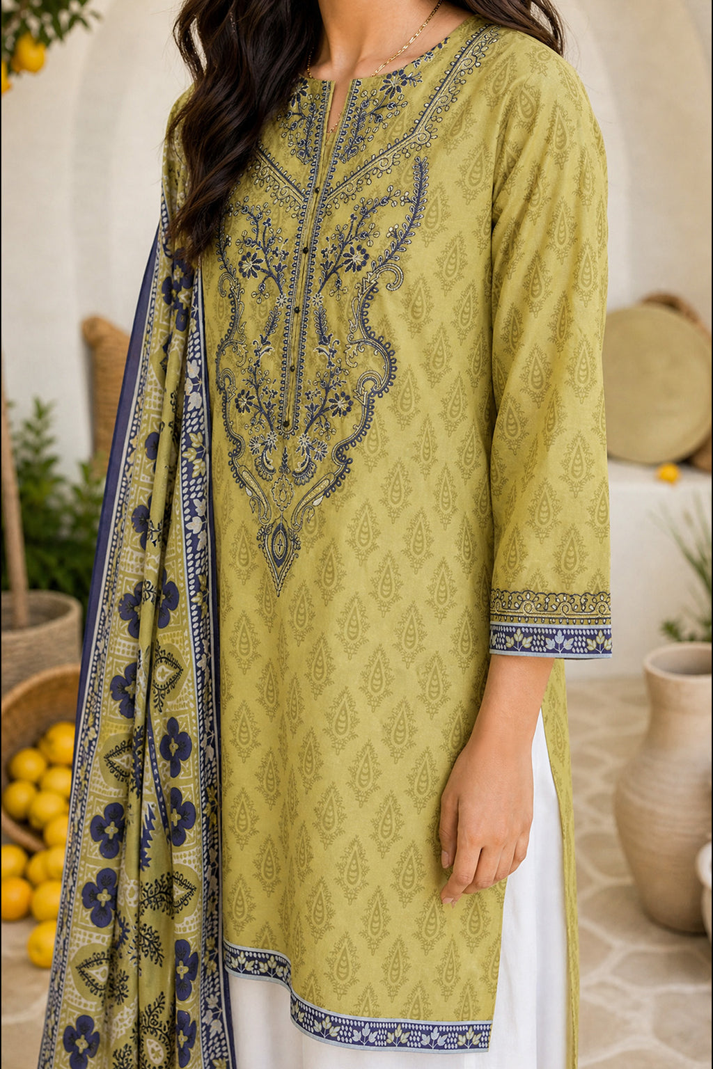 Embroidered Kurta Dupatta - 2666