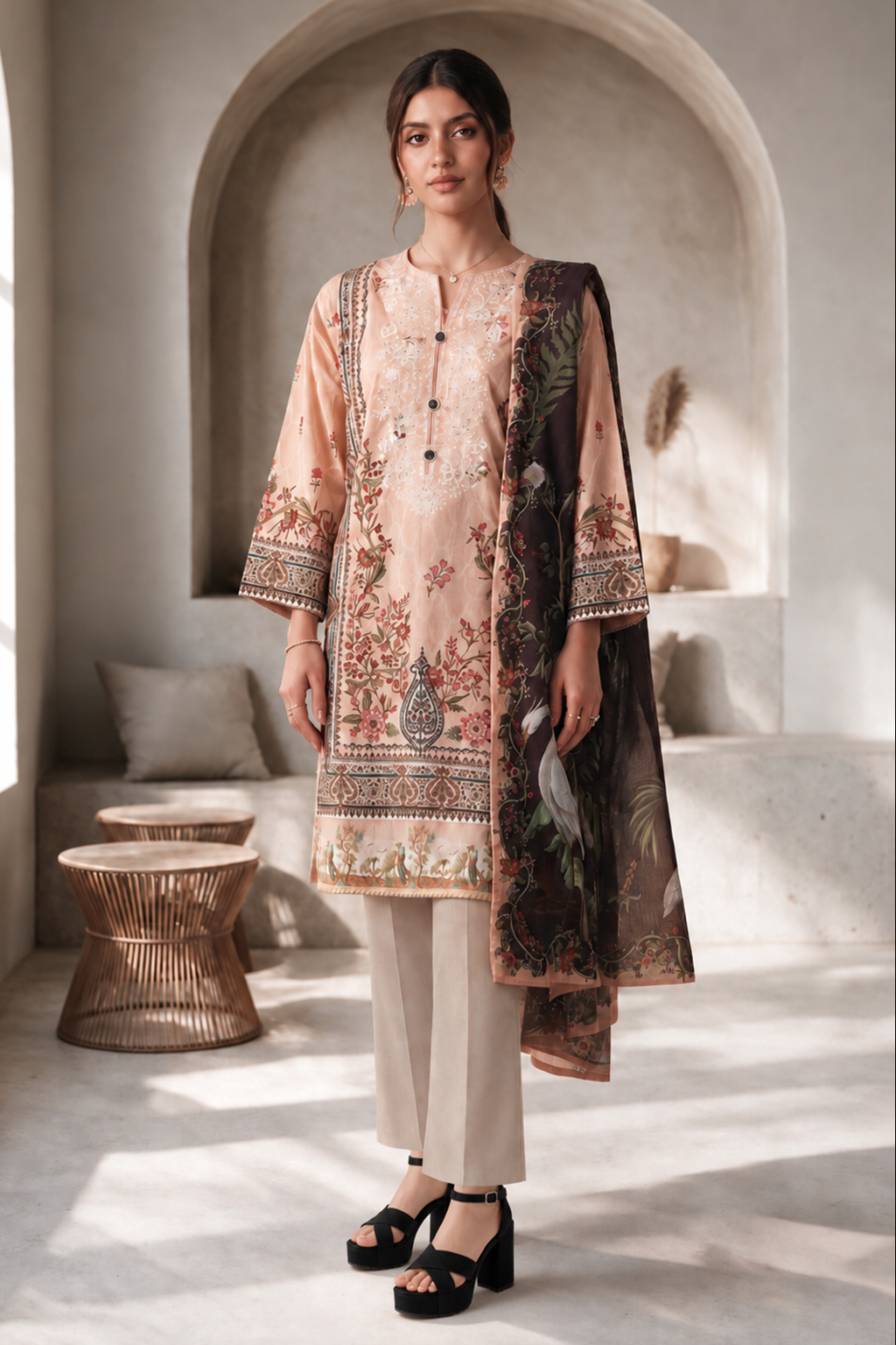Embroidered Kurta Dupatta - 2669