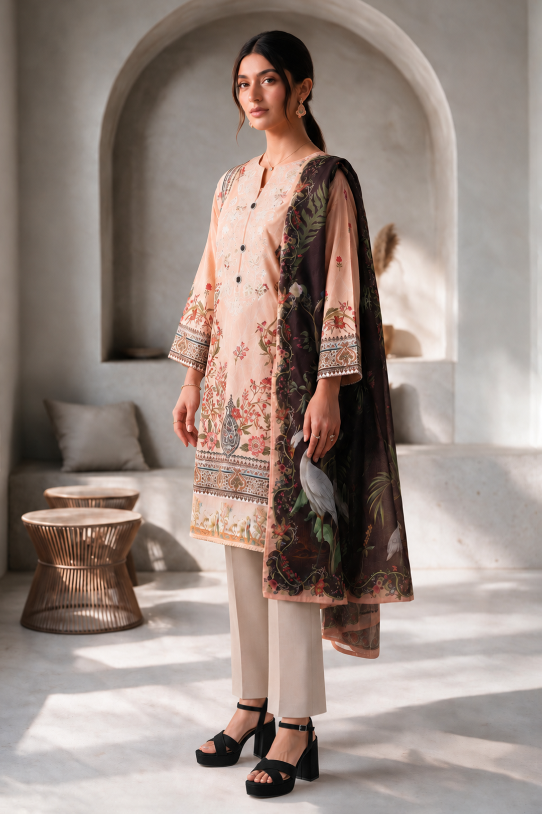 Embroidered Kurta Dupatta - 2669