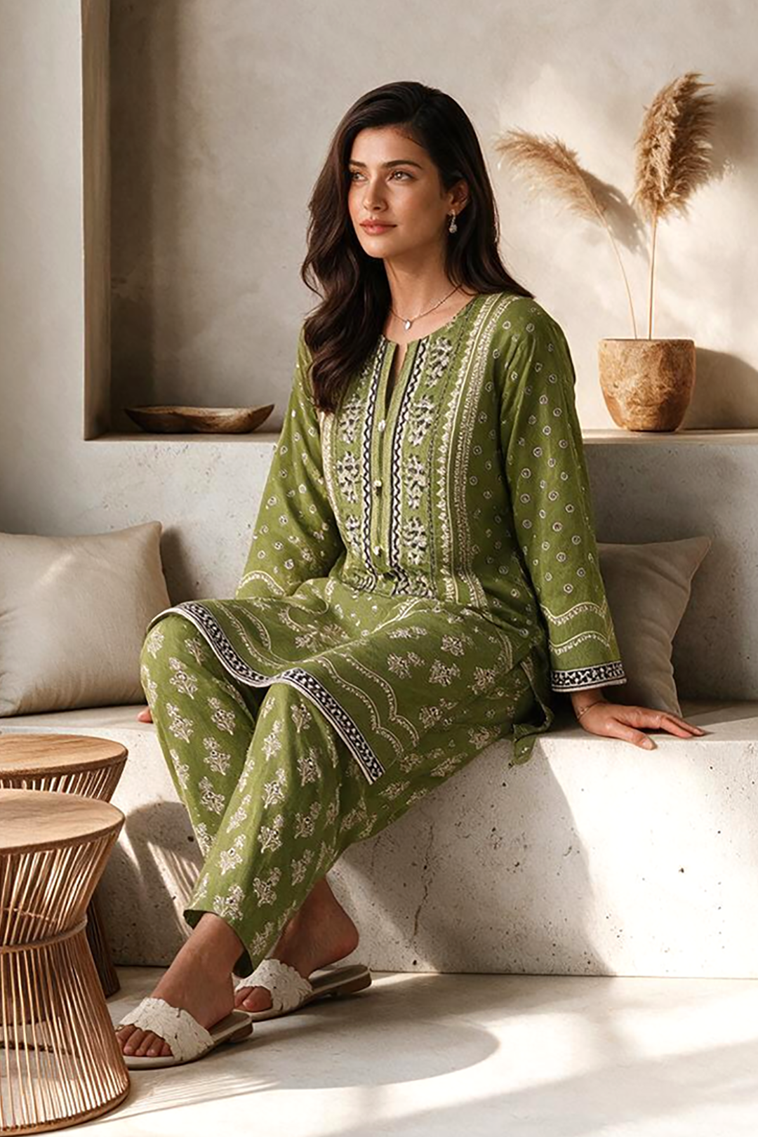 Embroidered Kurta Trouser - 2874
