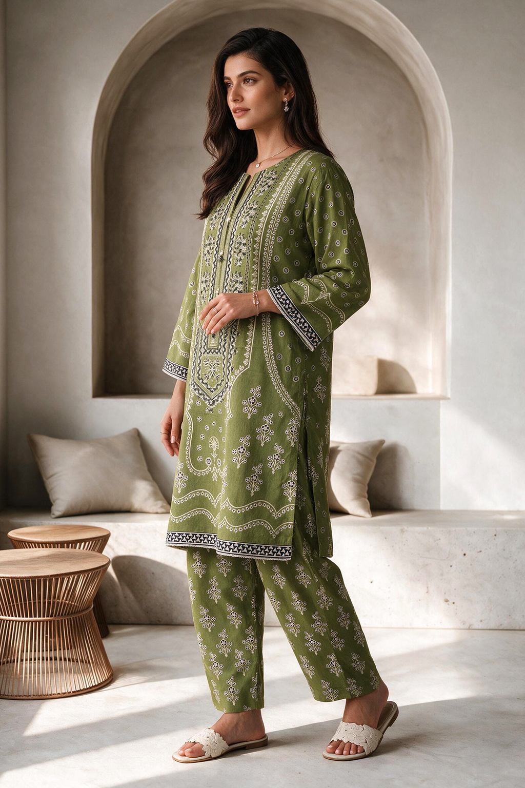 Embroidered Kurta Trouser - 2874