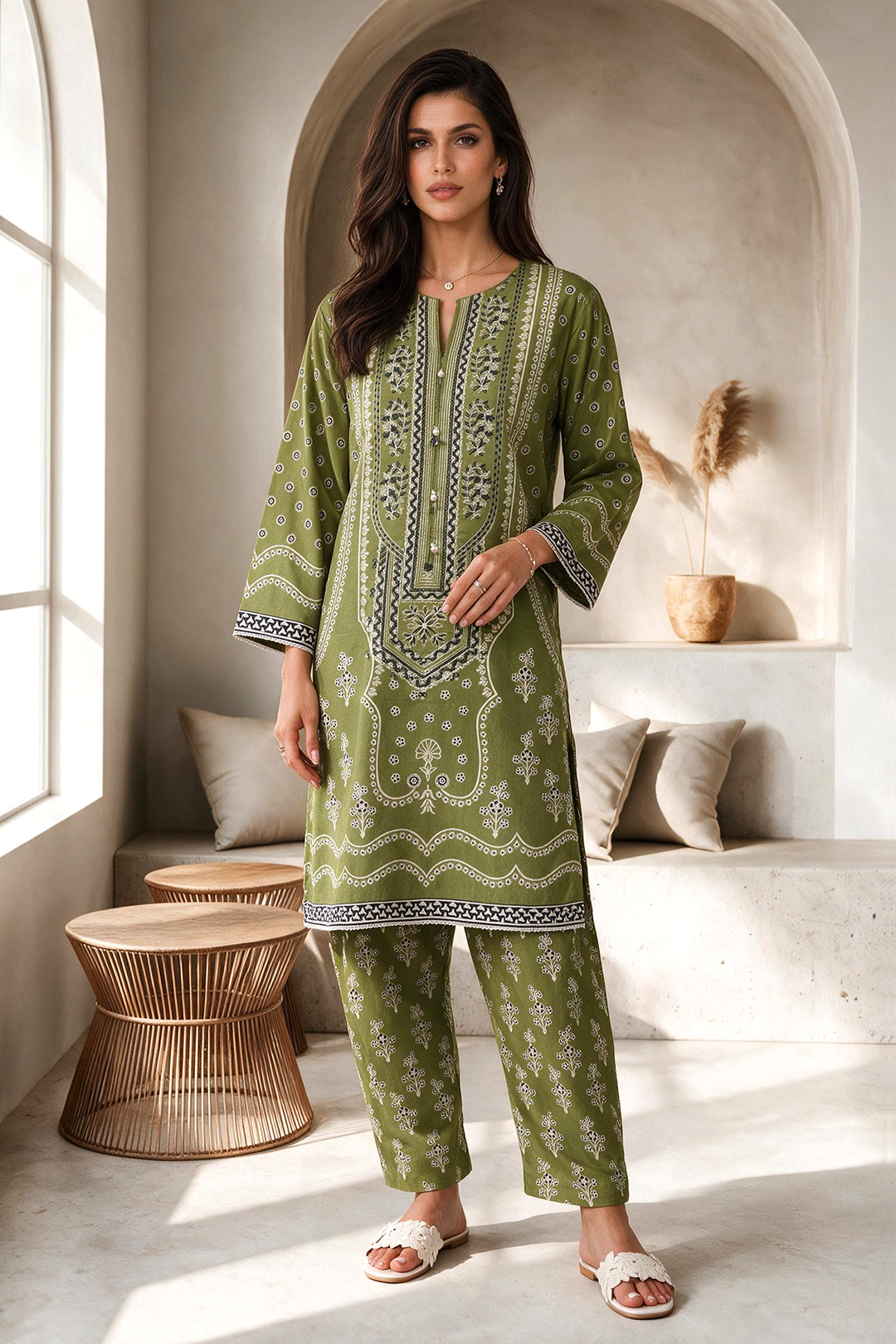 Embroidered Kurta Trouser - 2874