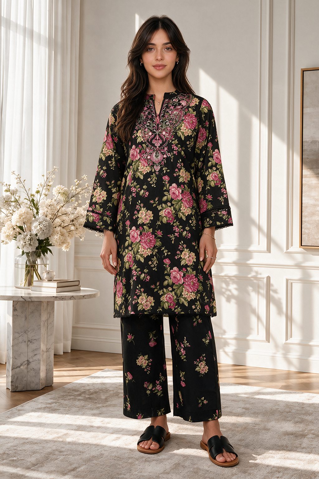 Embroidered Kurta Trouser - 2881