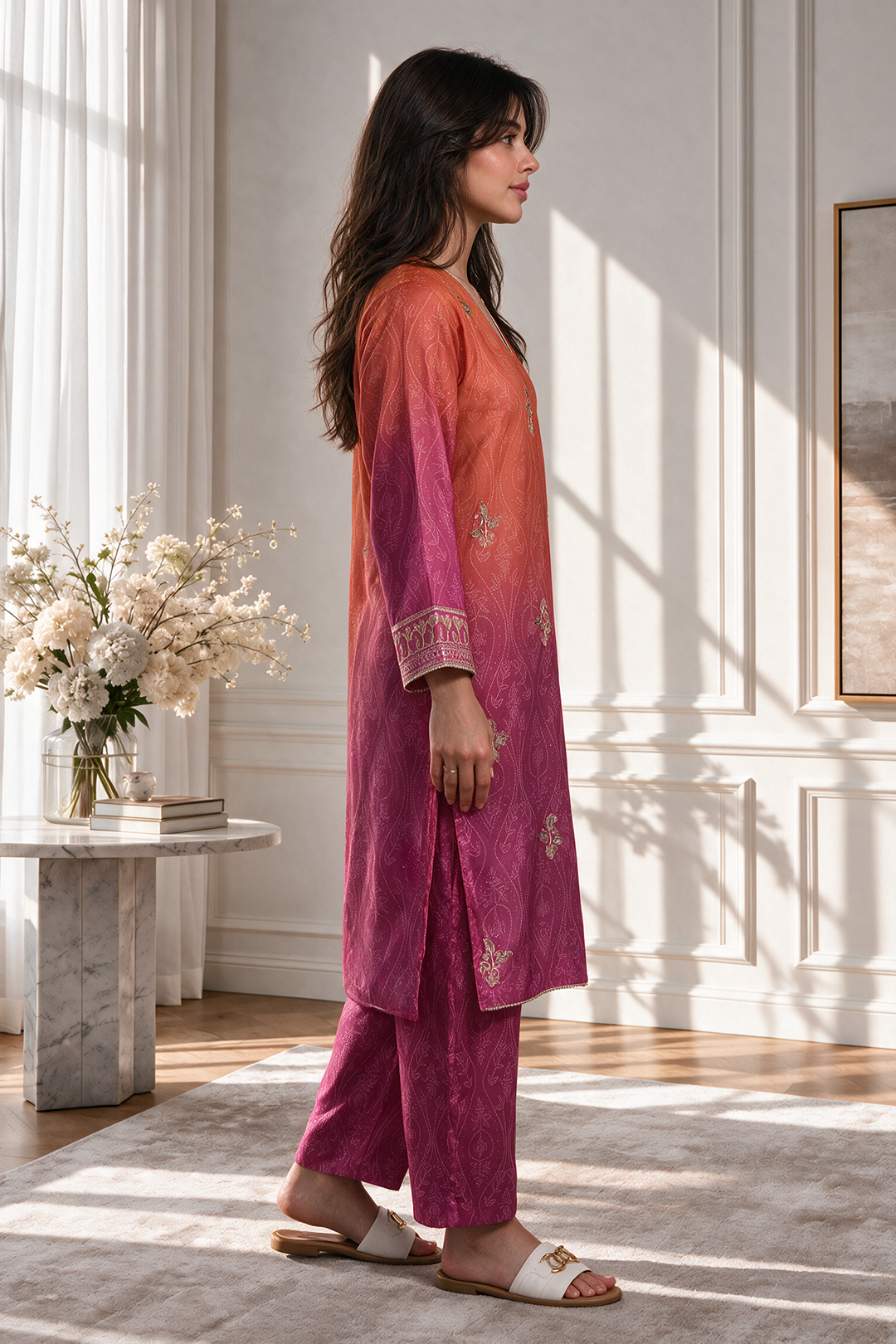 Embroidered Kurta Trouser - 2883