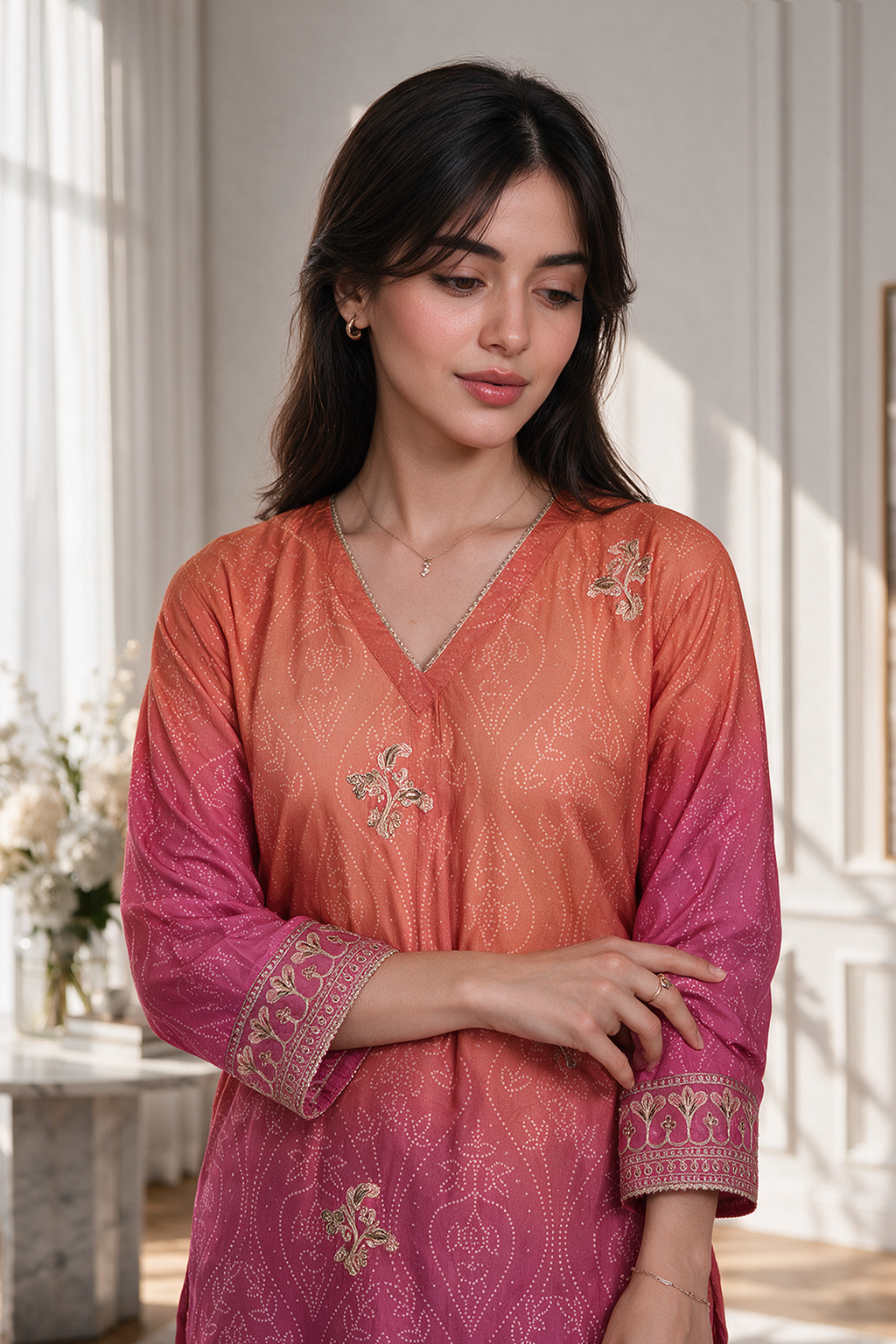 Embroidered Kurta Trouser - 2883