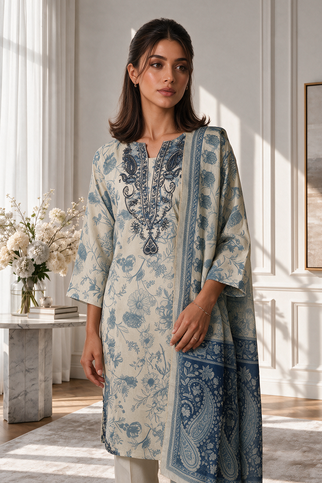 Embroidered Kurta Dupatta - 2921
