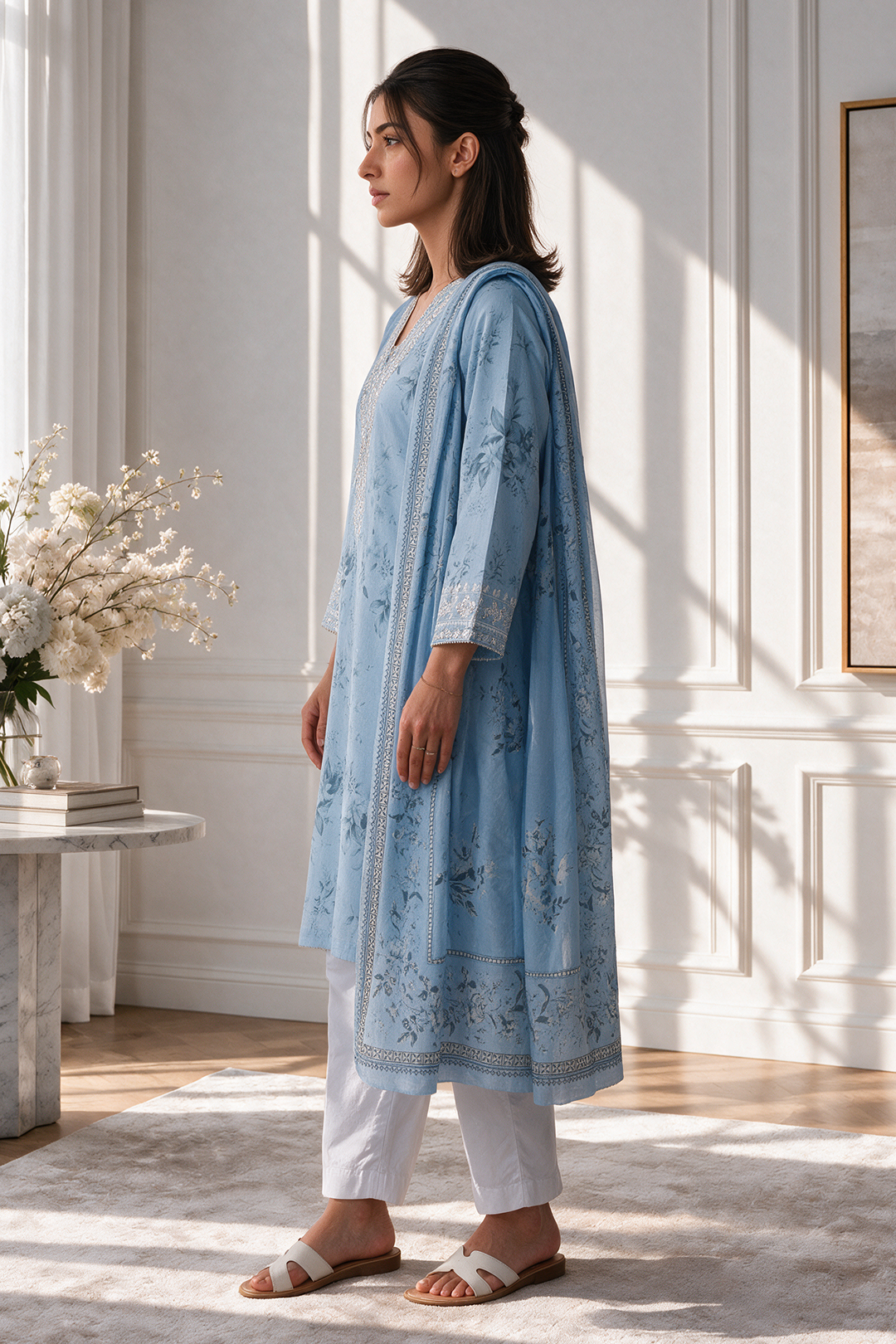 Embroidered Kurta Dupatta - 2923