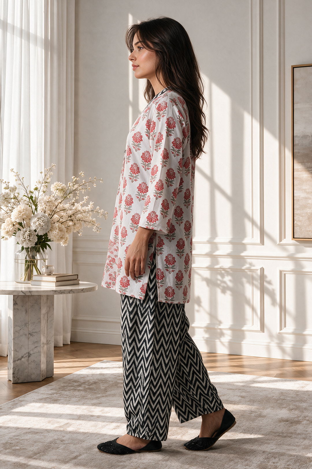 Embroidered Kurta Trouser - 3086