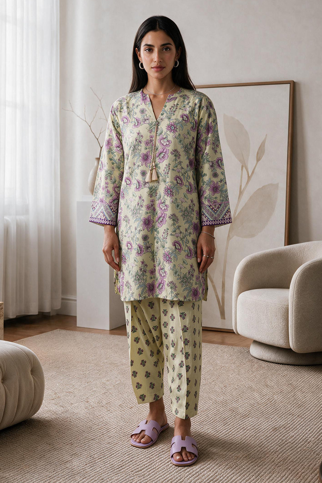 Embroidered Kurta Trouser - 3105