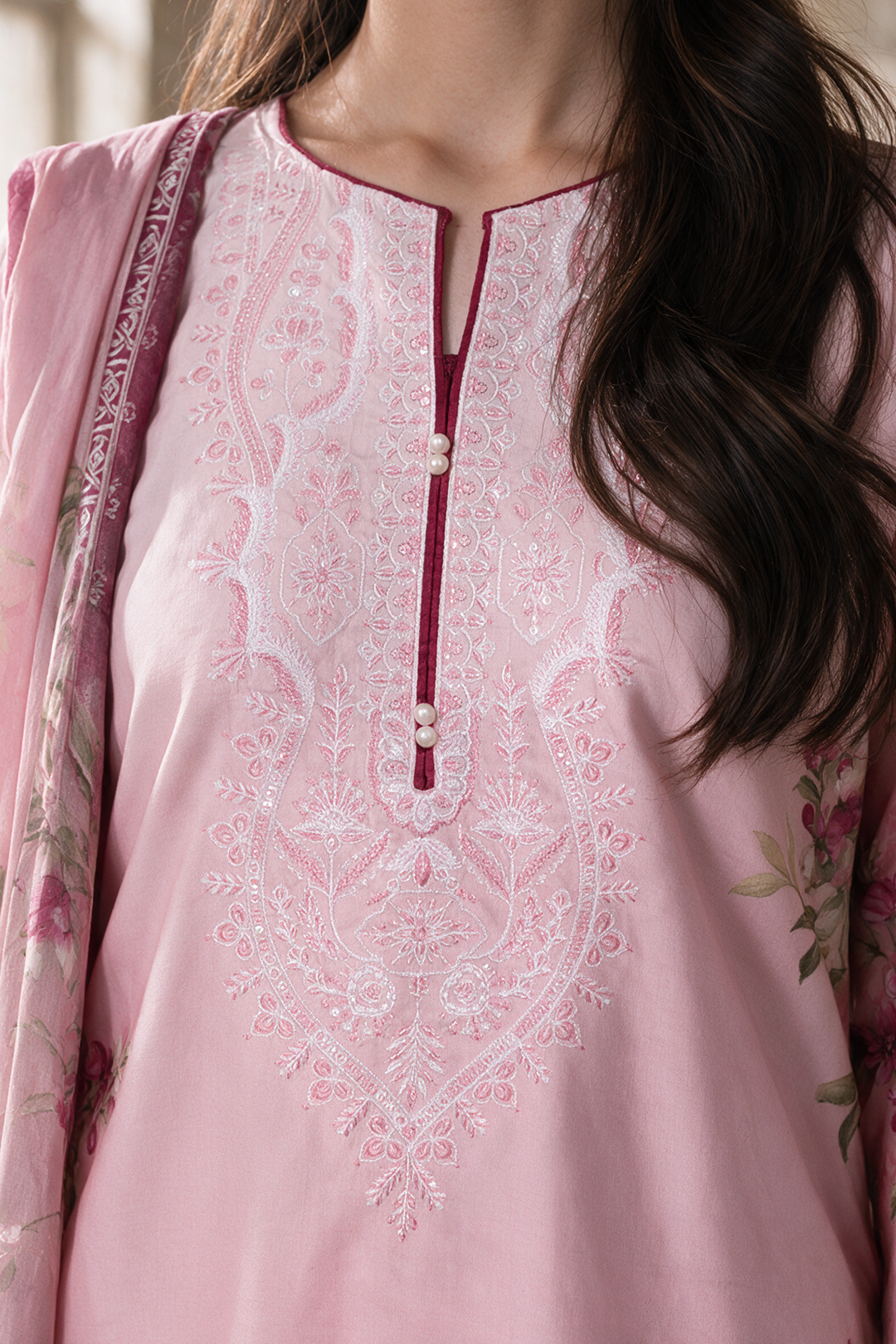 Embroidered Kurta Dupatta - 3147