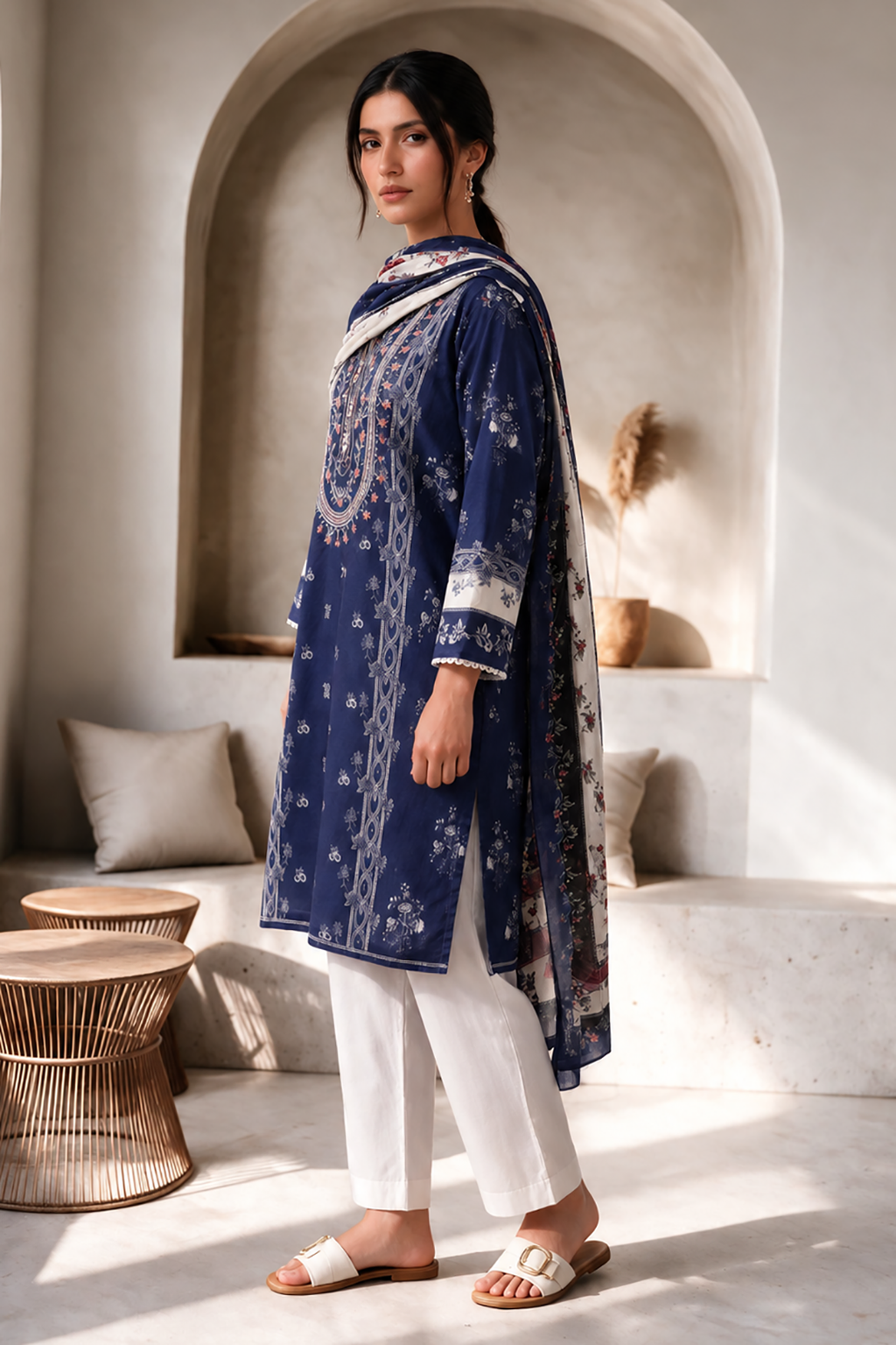 Embroidered Kurta Dupatta - 3149
