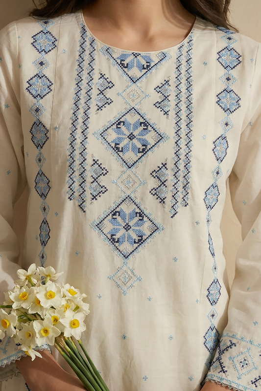Embroidered Kurta Trouser - 3208