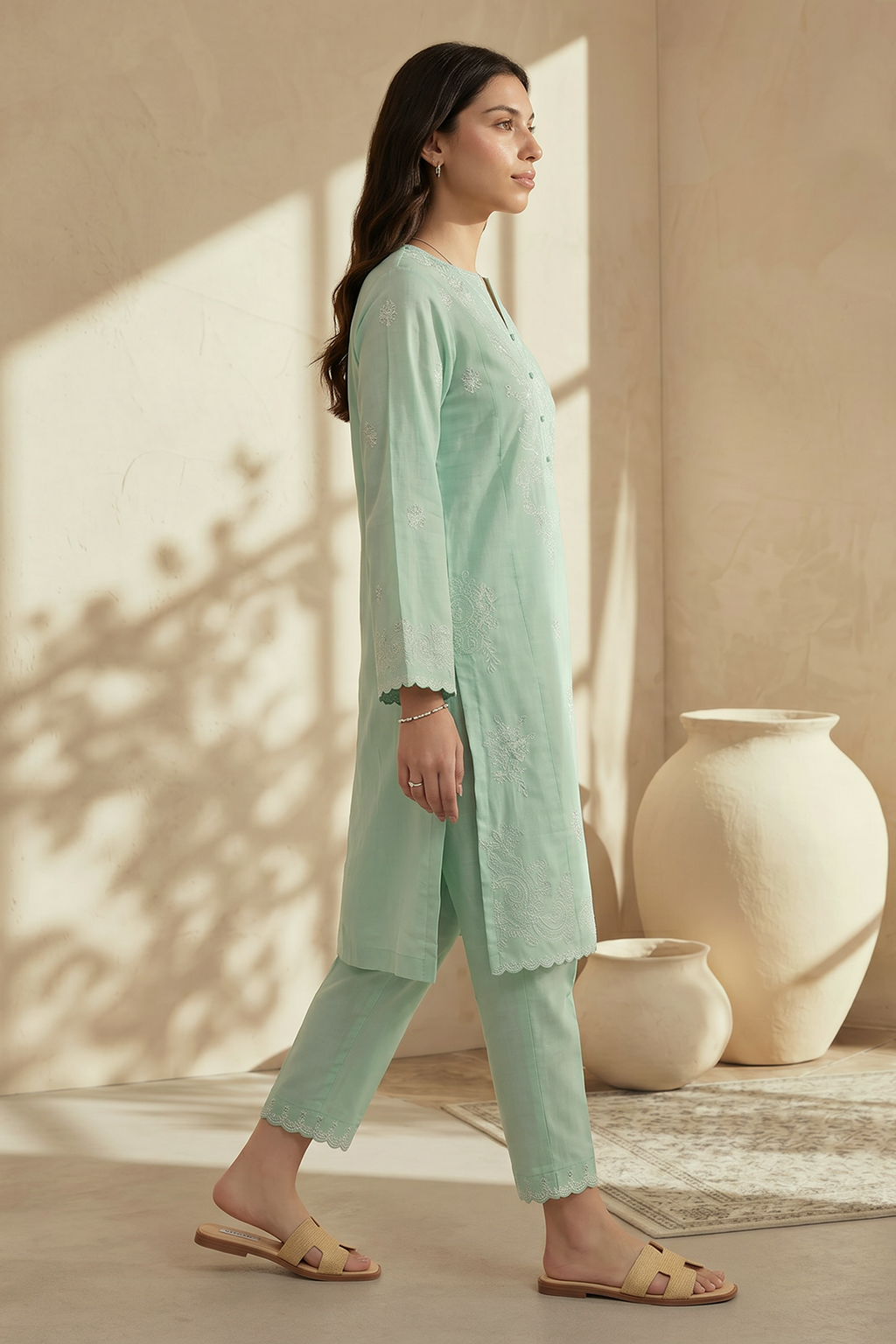 Embroidered Kurta Trouser - 3210