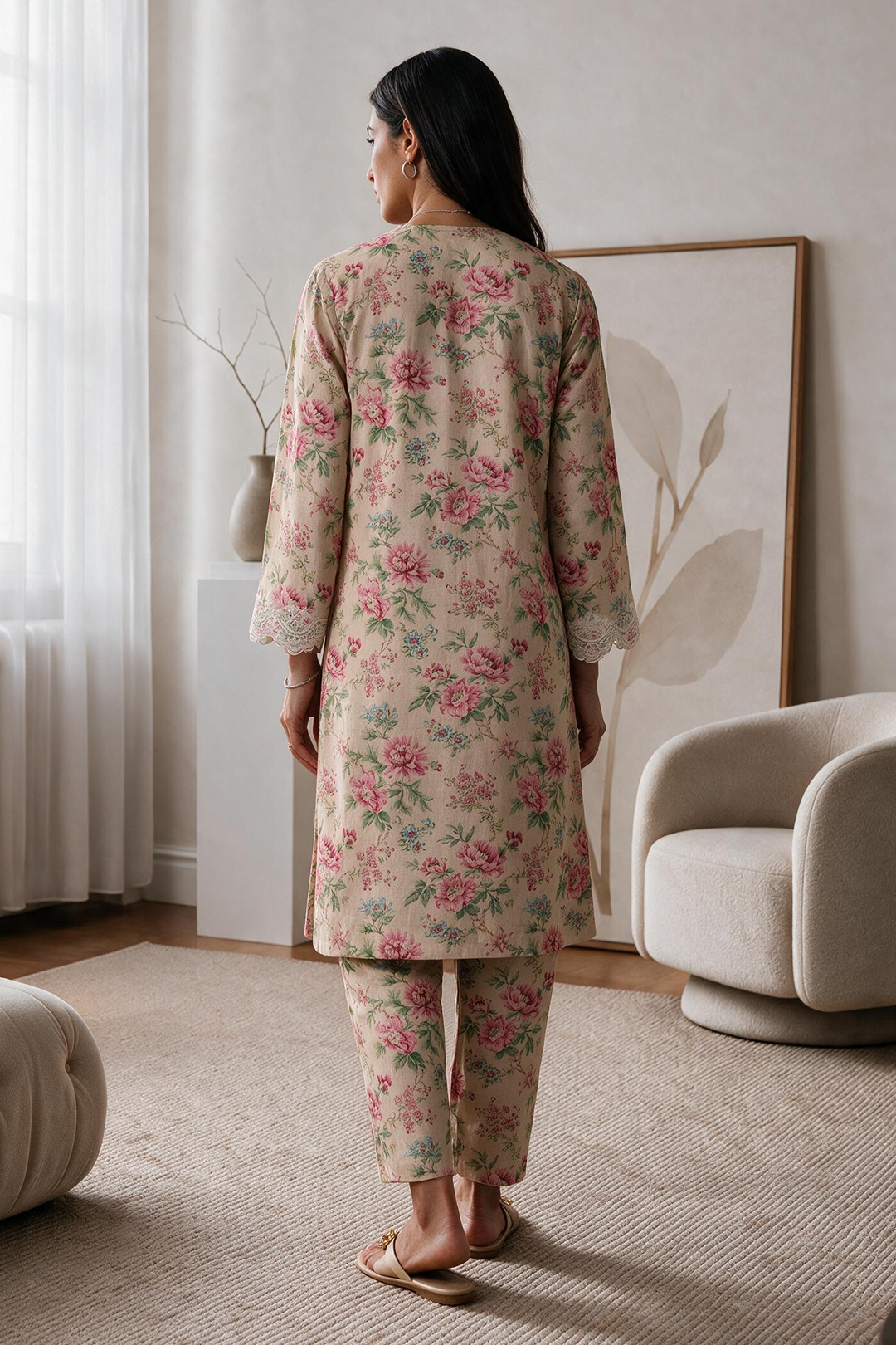 Embroidered Kurta Trouser - 3231