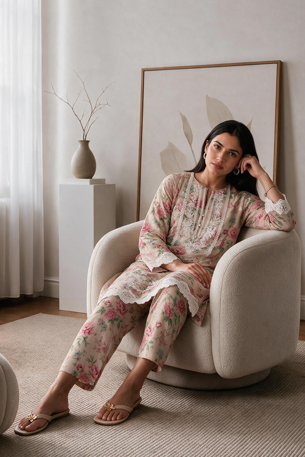 Embroidered Kurta Trouser - 3231