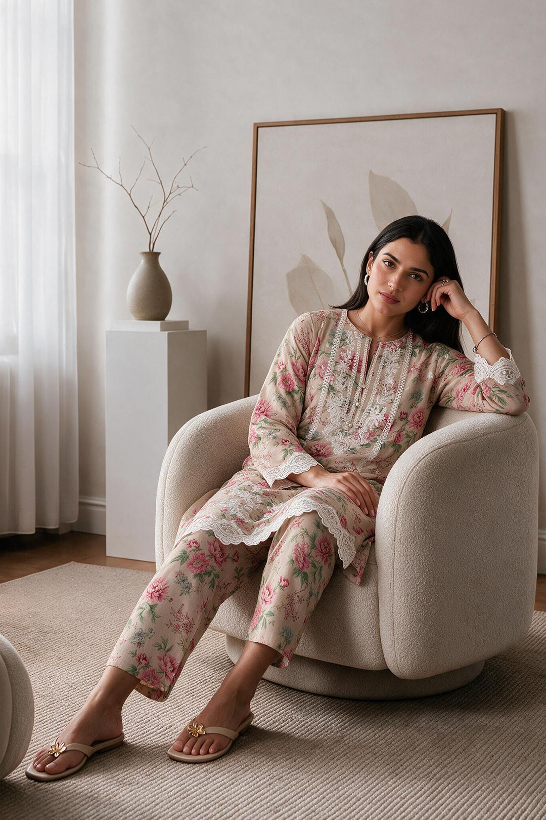 Embroidered Kurta Trouser - 3231