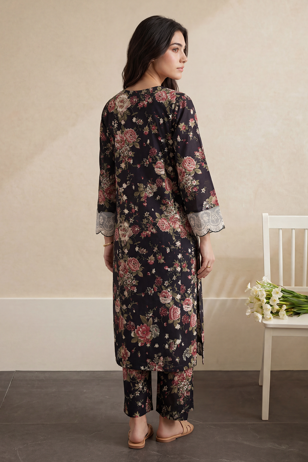 Embroidered Kurta Trouser - 3234