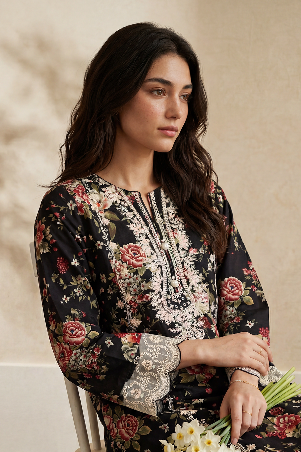 Embroidered Kurta Trouser - 3234