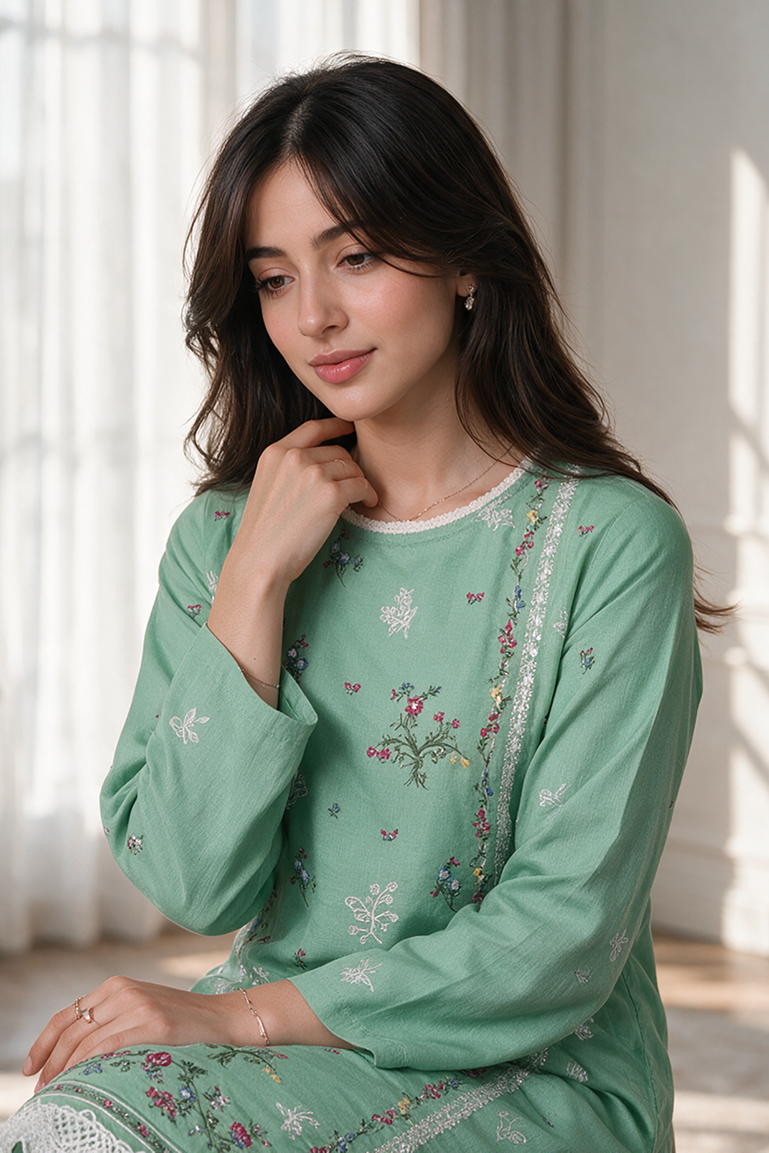Embroidered Kurta Trouser - 3237