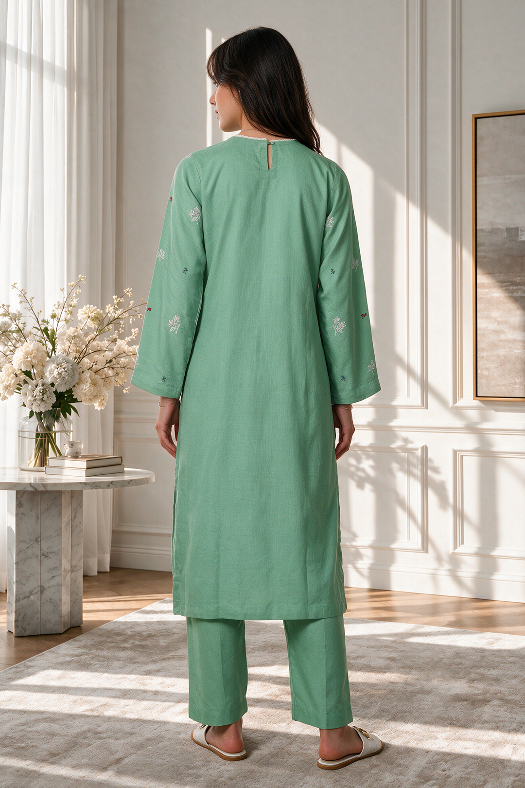 Embroidered Kurta Trouser - 3237