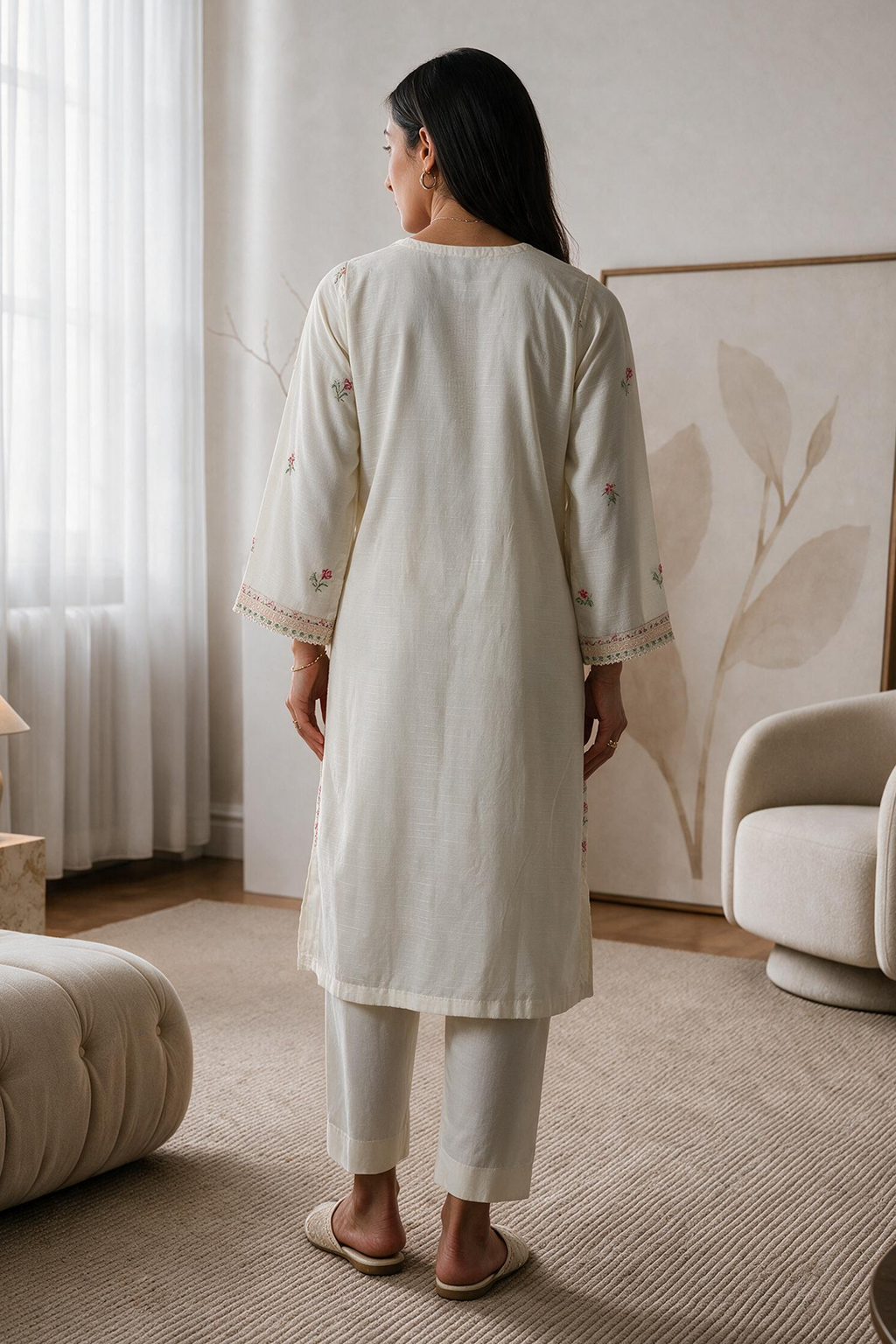 Embroidered Kurta Trouser - 3319