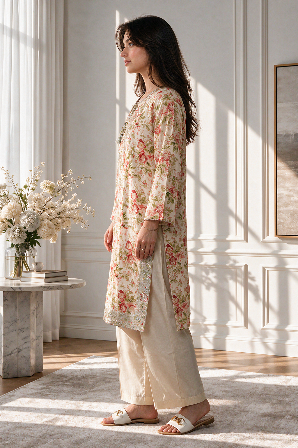 Embroidered Kurta Trouser - 3322