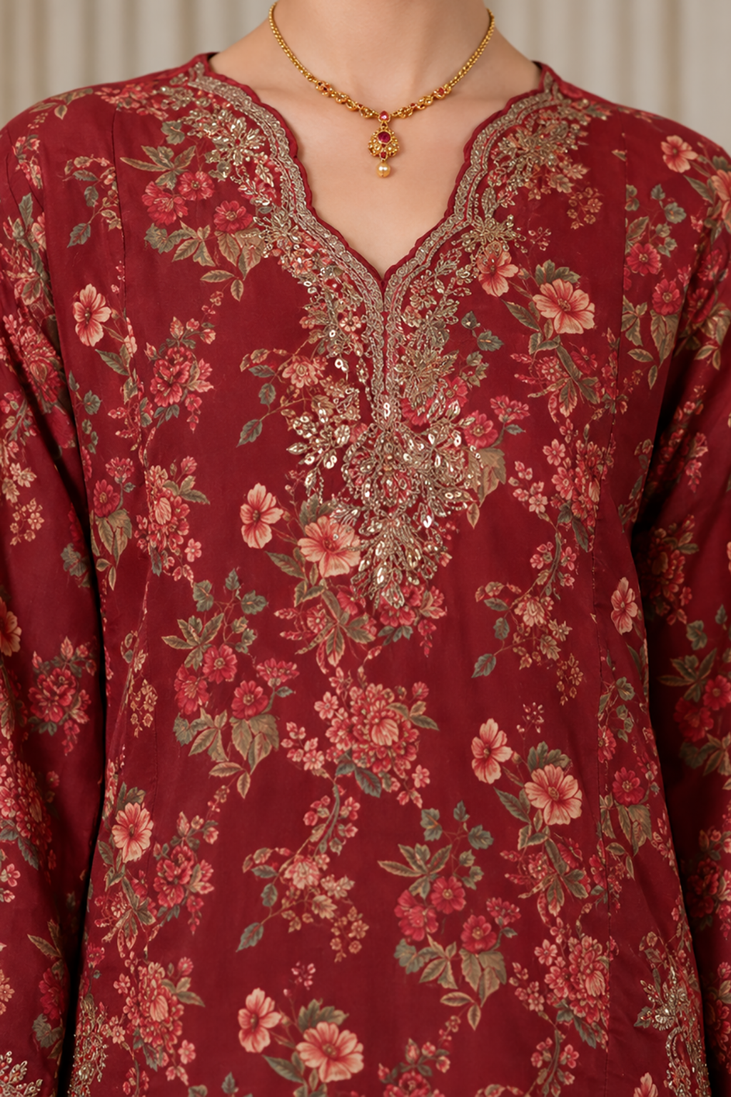 Embroidered Kurta Trouser - 3324