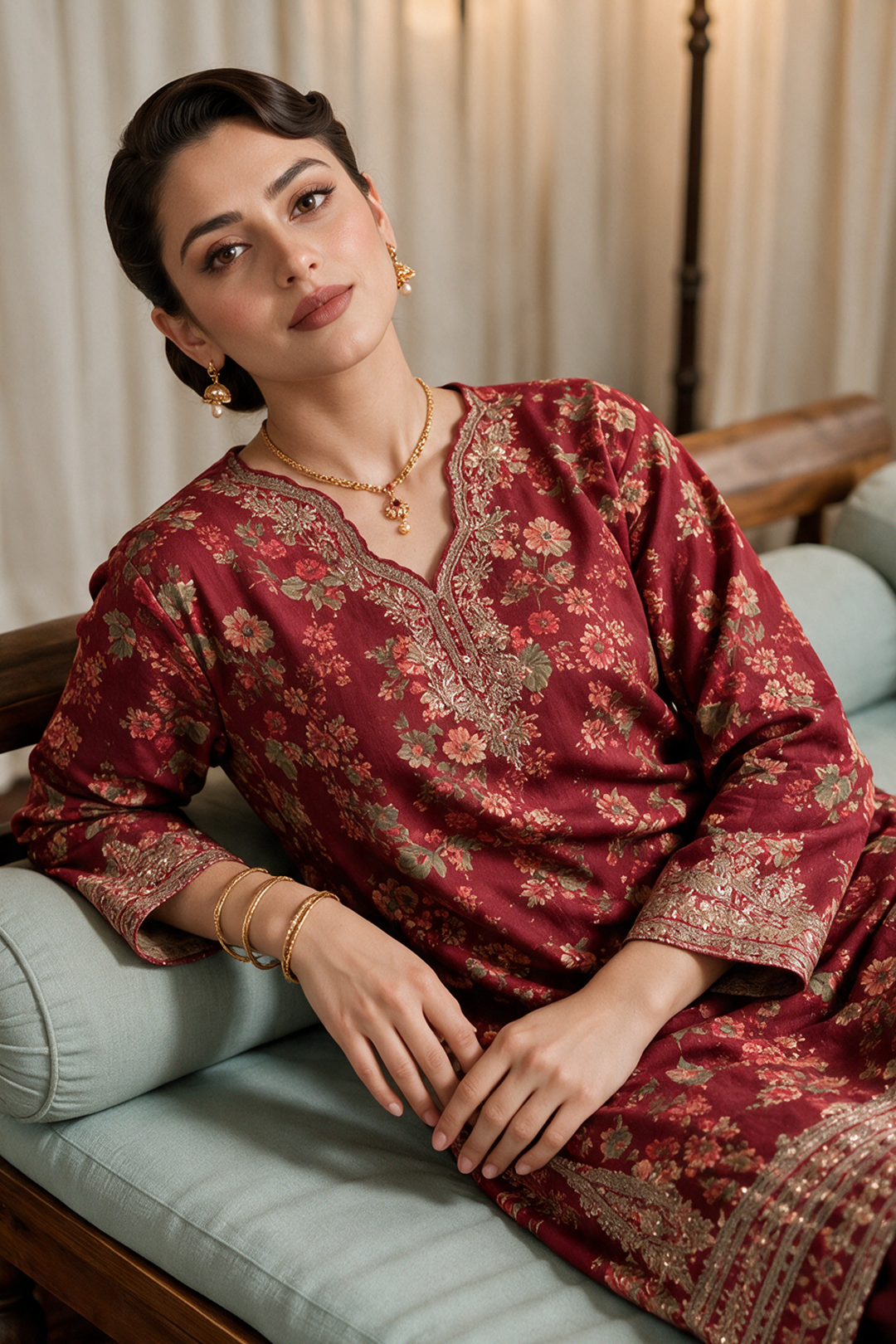 Embroidered Kurta Trouser - 3324