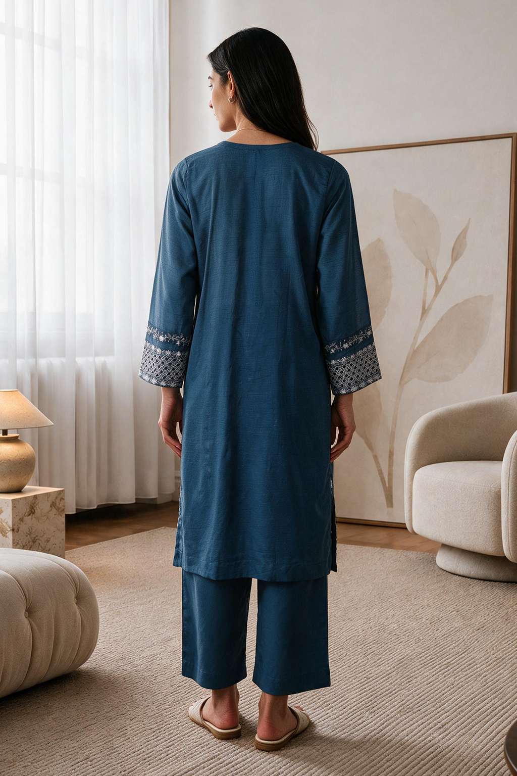 Embroidered Kurta Trouser - 3326