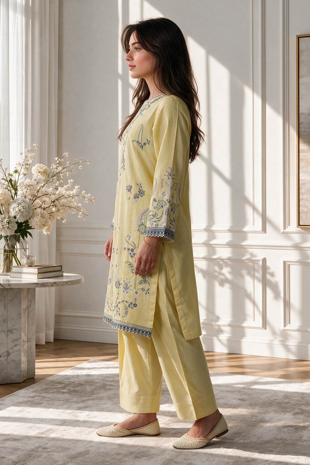 Embroidered Kurta Trouser - 3328
