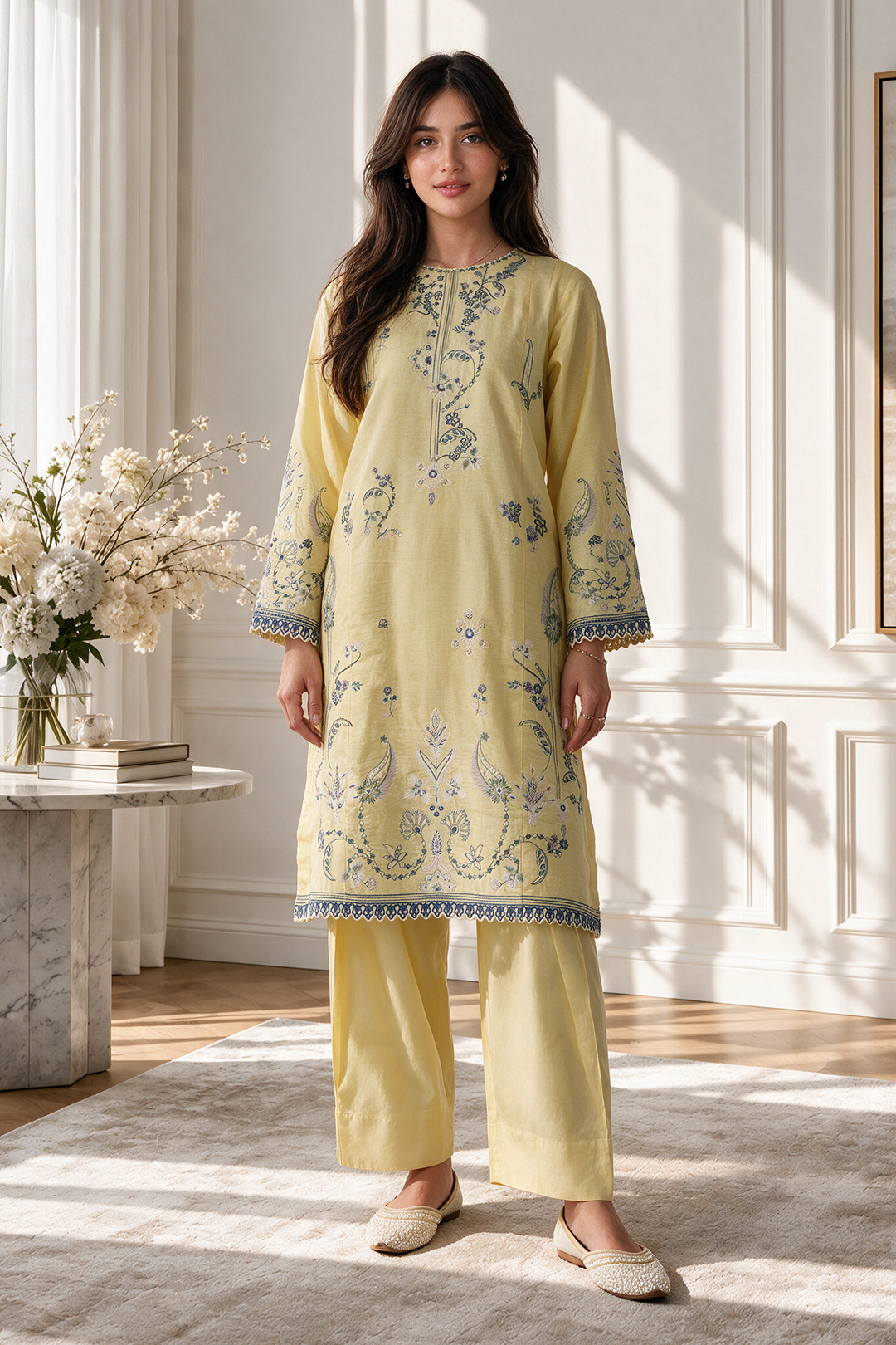 Embroidered Kurta Trouser - 3328