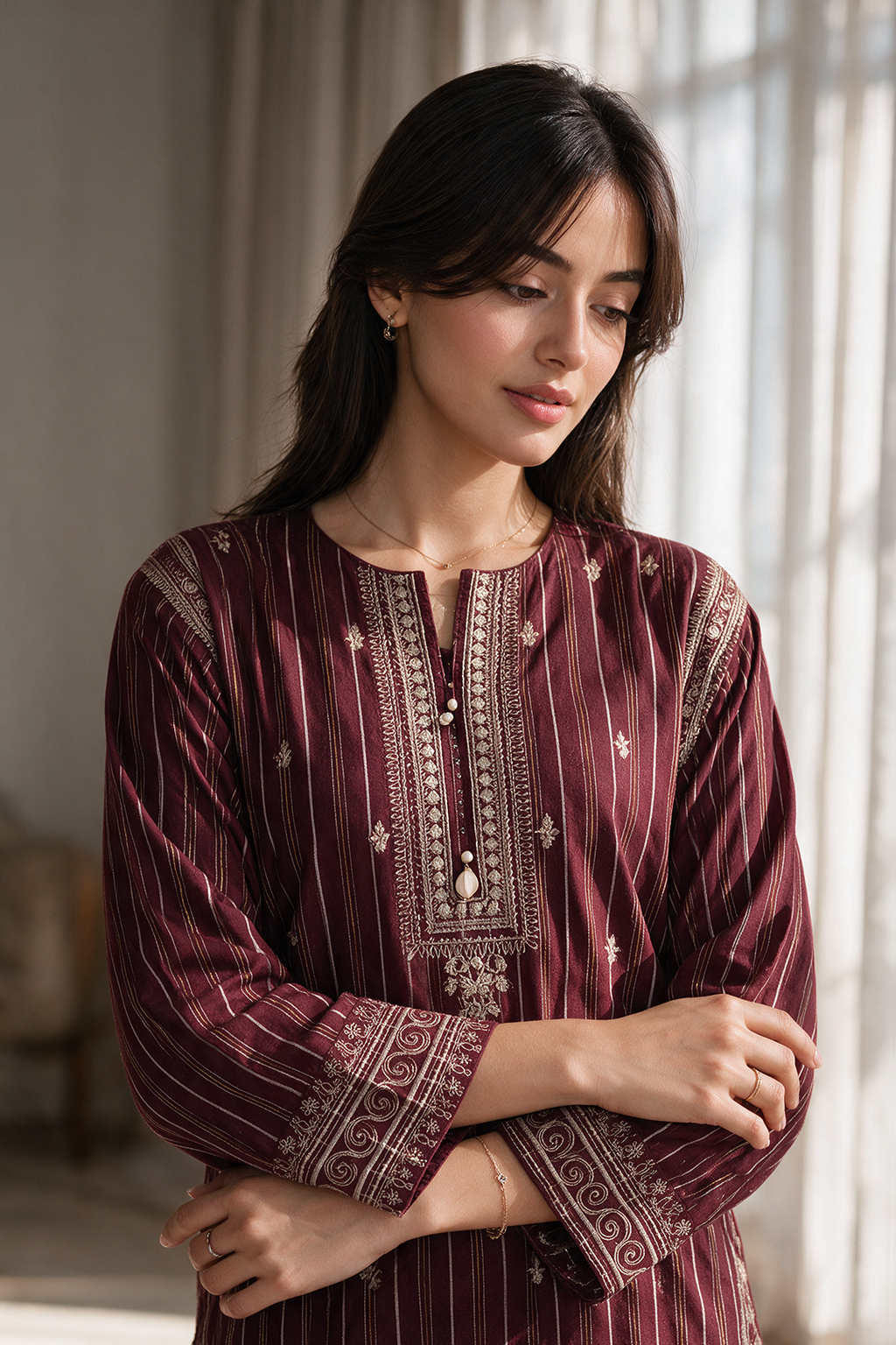 Embroidered Kurta Trouser - 3330