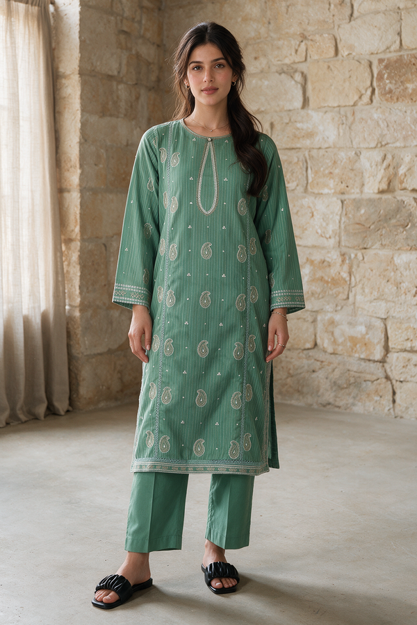 Embroidered Kurta Trouser - 3332