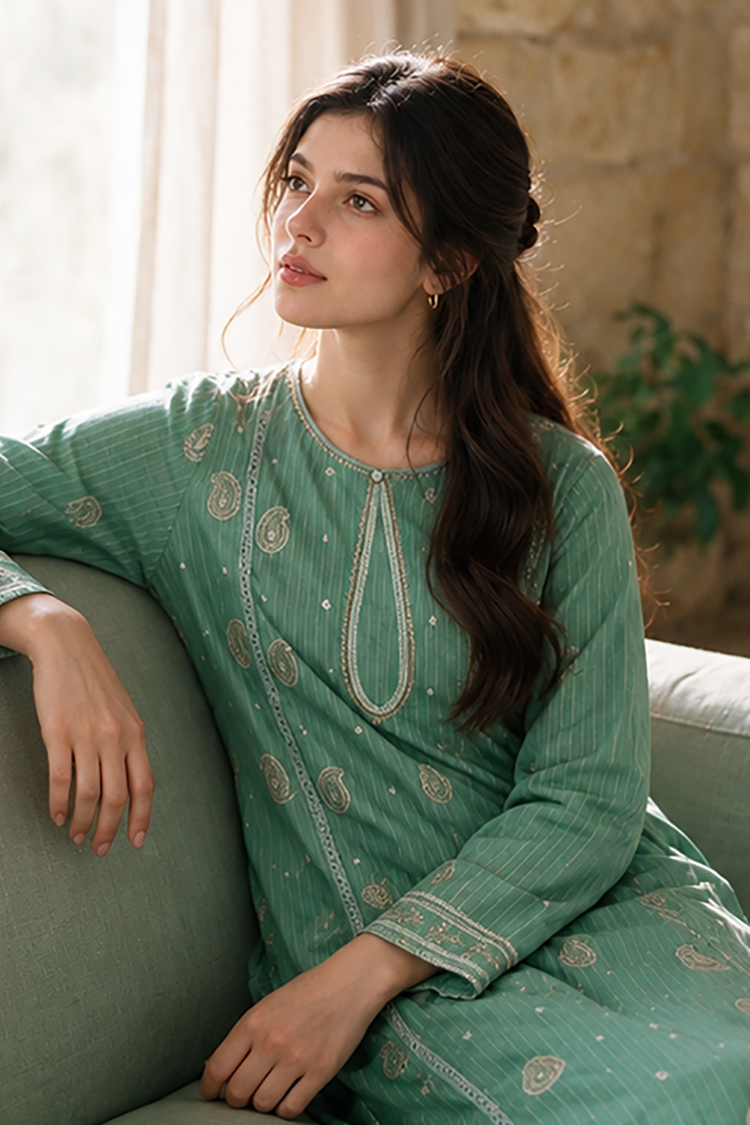 Embroidered Kurta Trouser - 3332