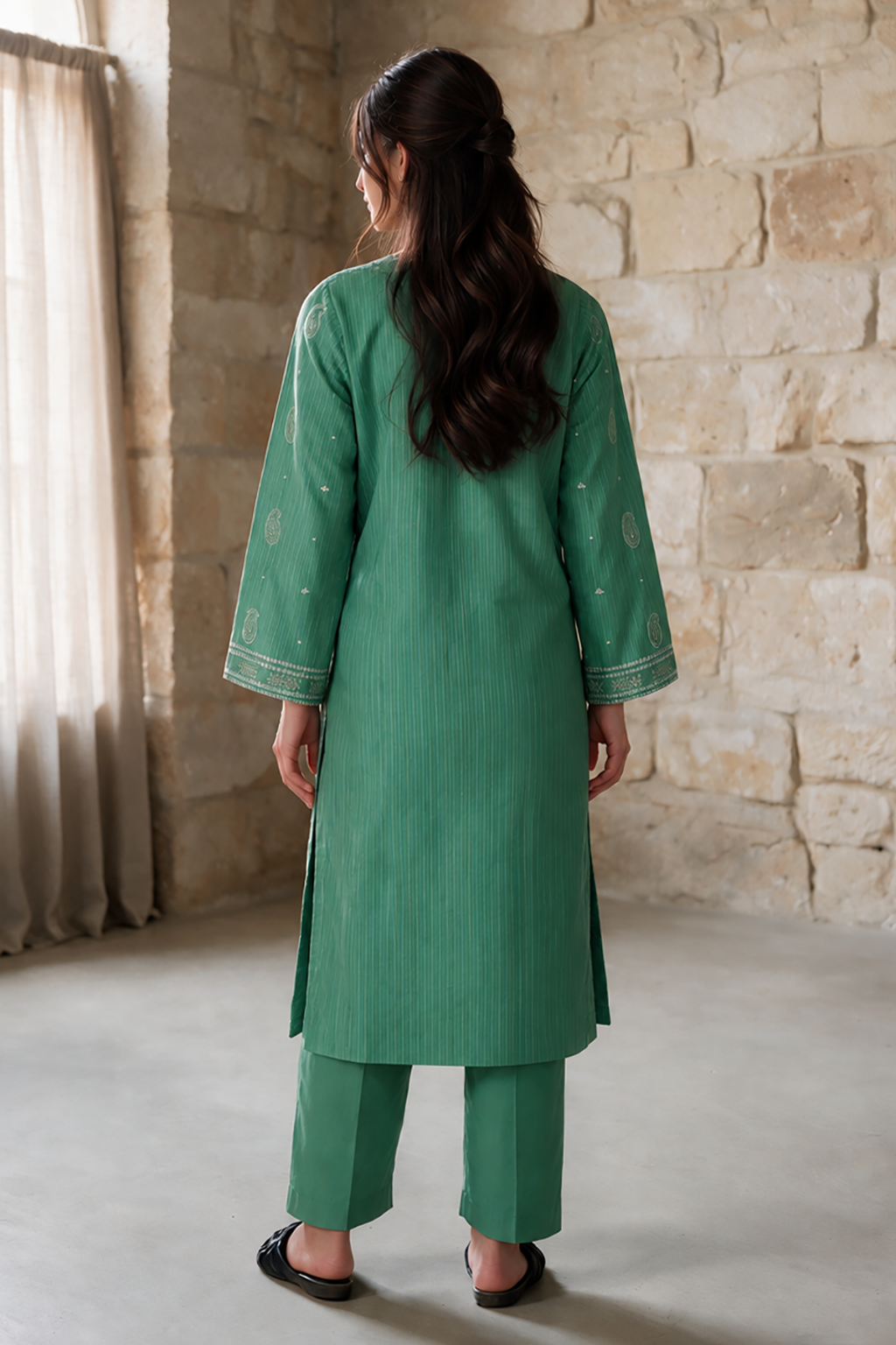 Embroidered Kurta Trouser - 3332