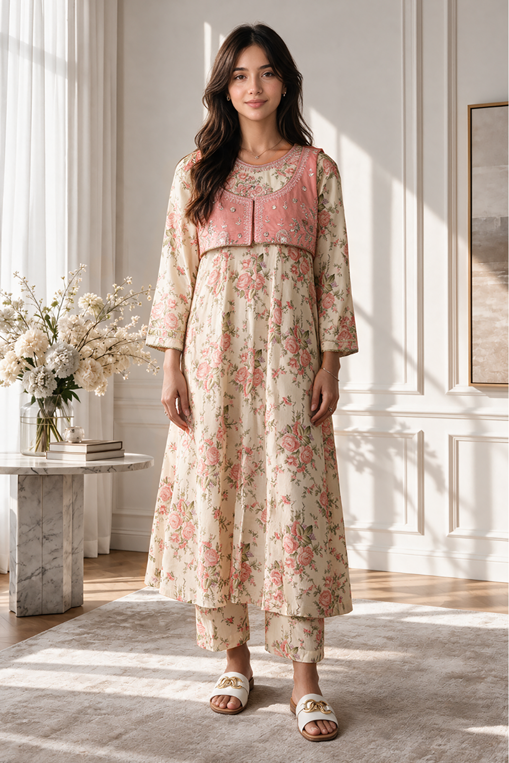 Embroidered Kurta Trouser - 3336