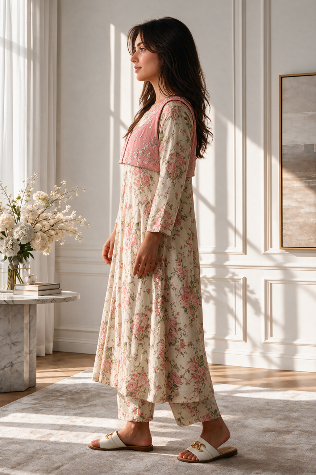 Embroidered Kurta Trouser - 3336