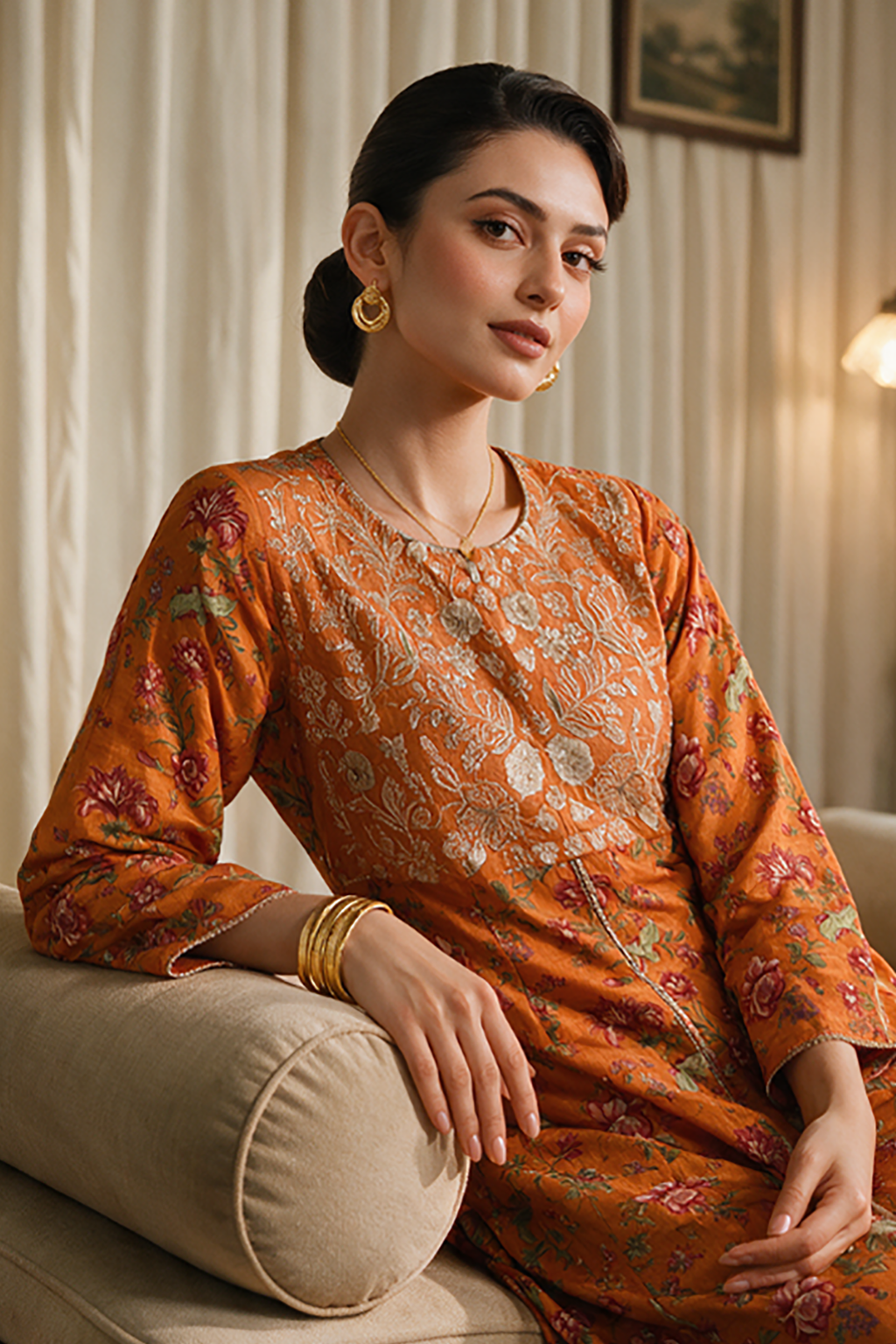 Embroidered Kurta Trouser - 3338