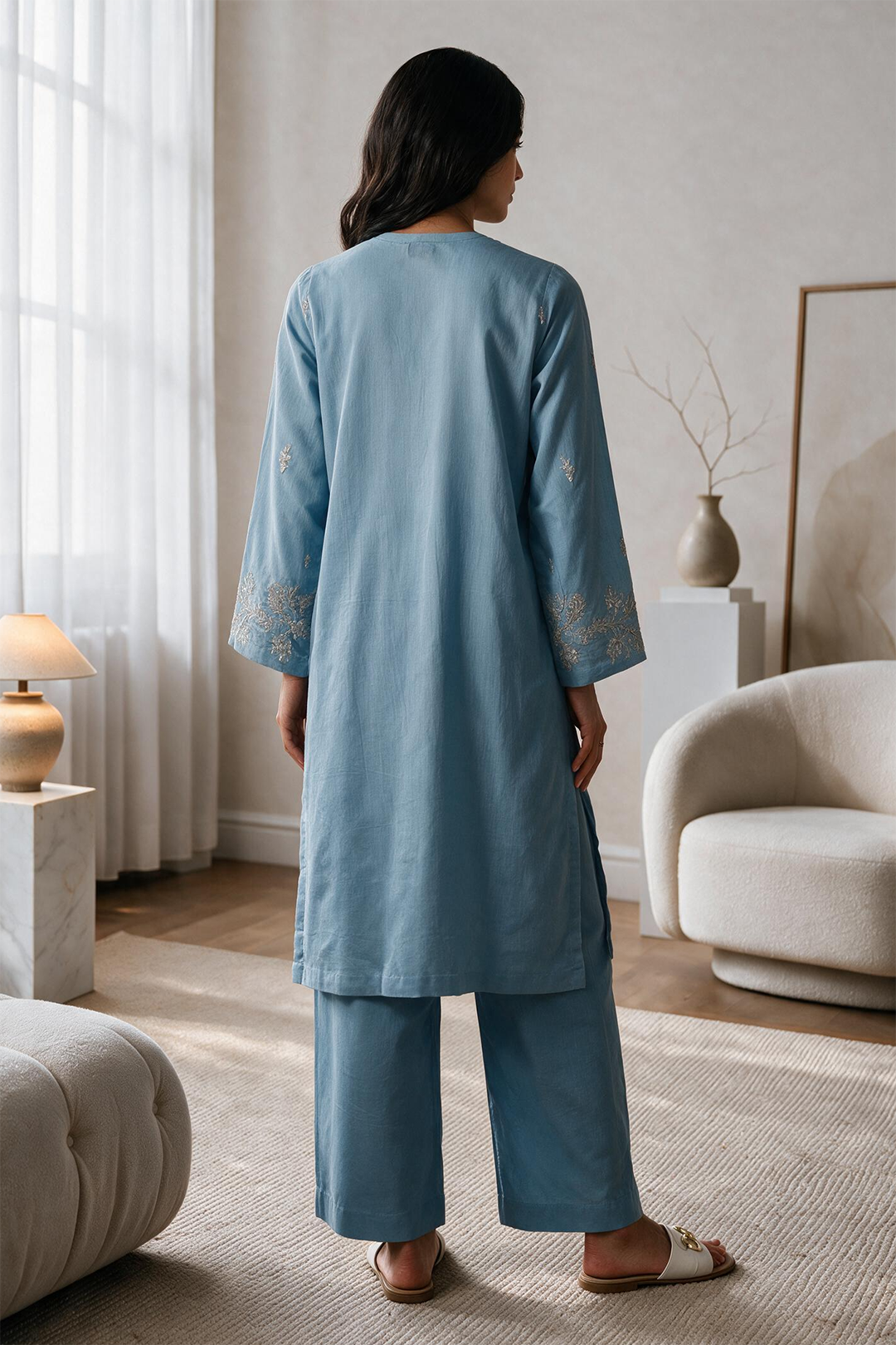 Embroidered Kurta Trouser - 3350