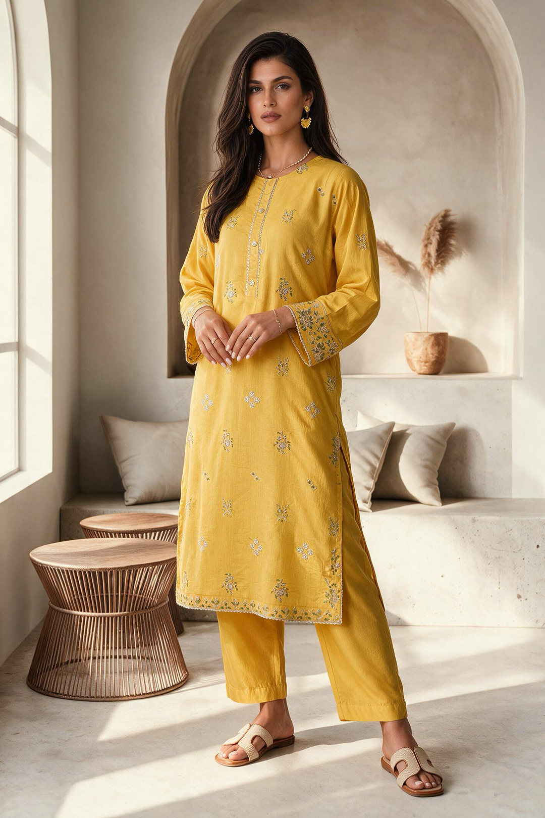 Embroidered Kurta Trouser - 3351