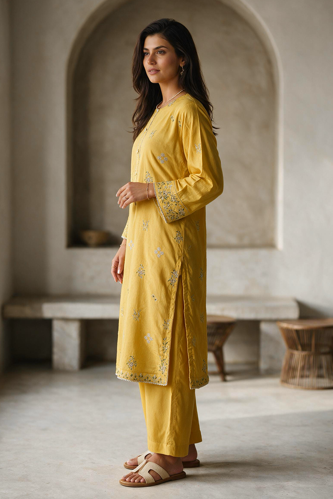 Embroidered Kurta Trouser - 3351
