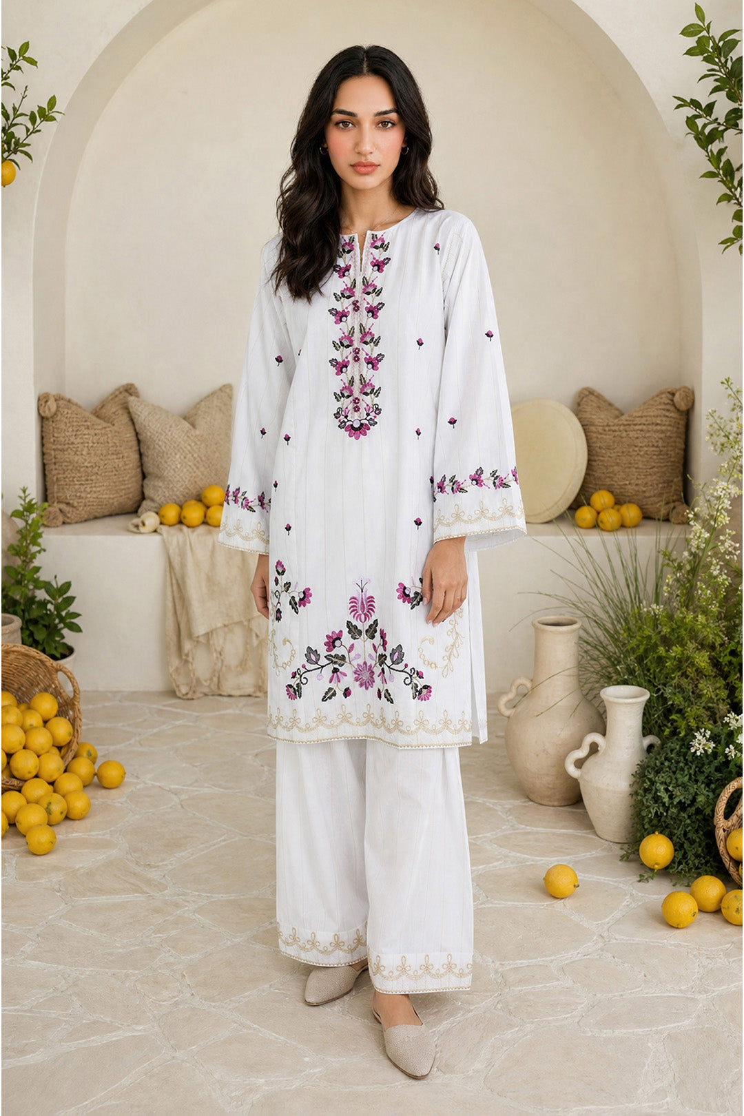 Embroidered Kurta Trouser - 3354