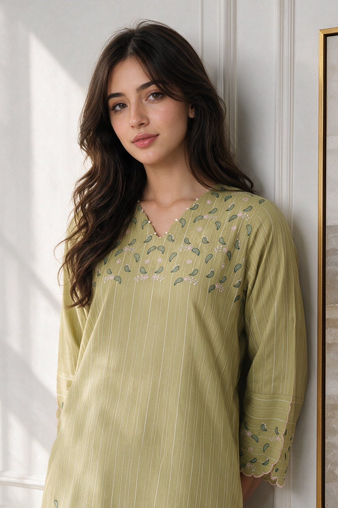 Embroidered Kurta Trouser - 3355
