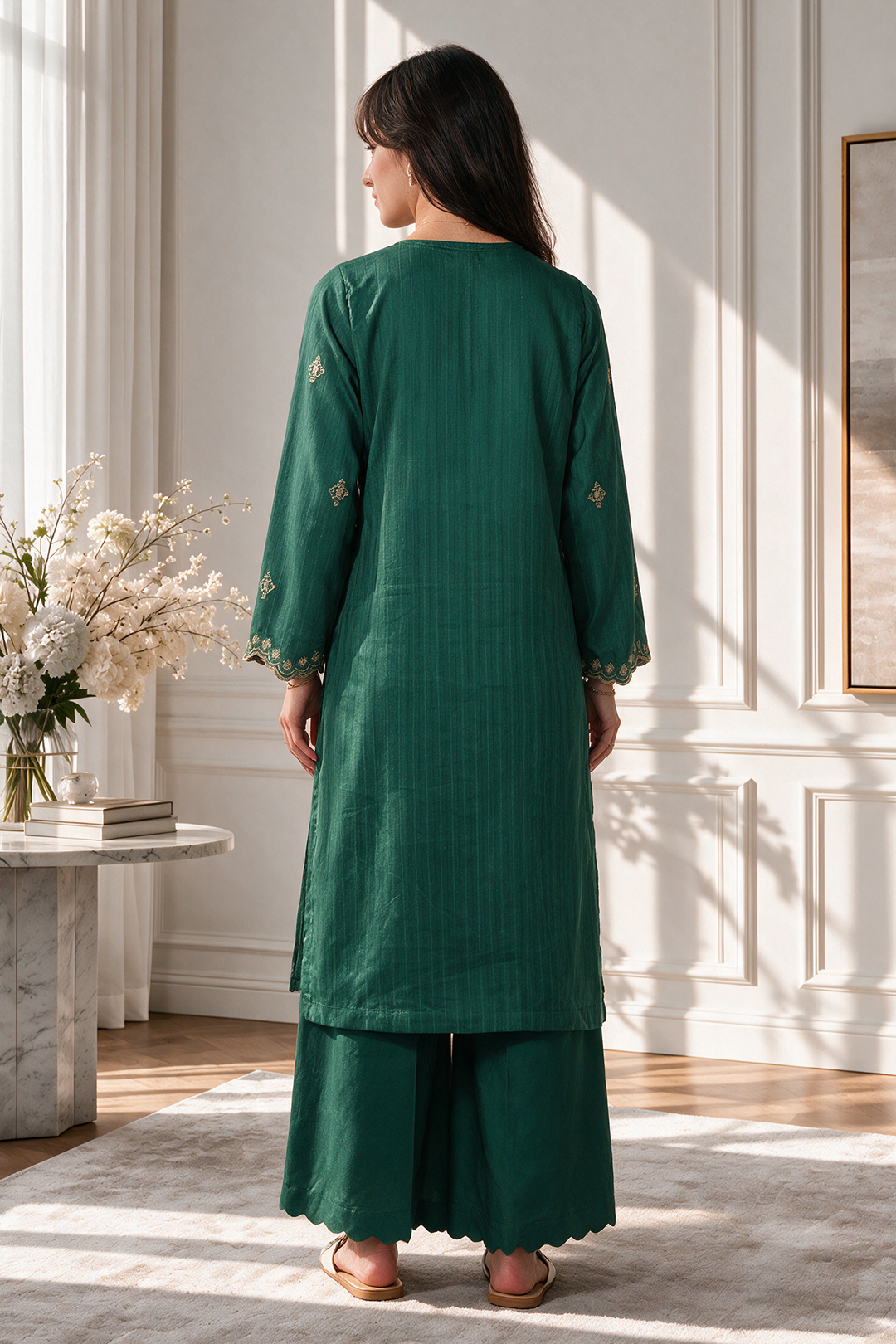 Embroidered Kurta Trouser - 3356