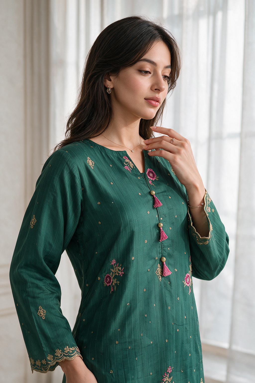 Embroidered Kurta Trouser - 3356