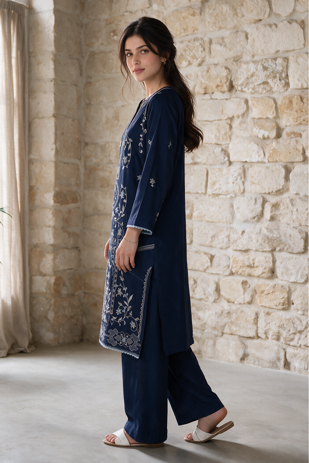 Embroidered Kurta Trouser - 3435